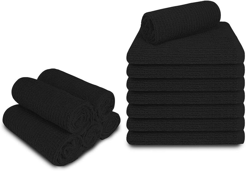 Softolle Bar Mop Towels, Pack of 12-16x19 Inches - 100% Cotton Super Absorbent Towels, Multi-Purpose for Home and Bar Cleaning (Black) - Image 3